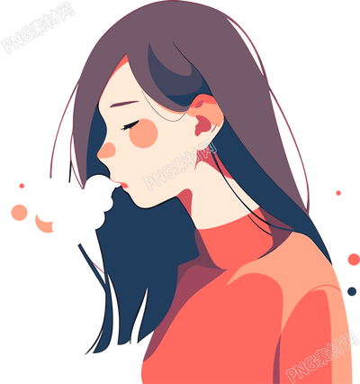 生病女孩咳嗽高清插圖