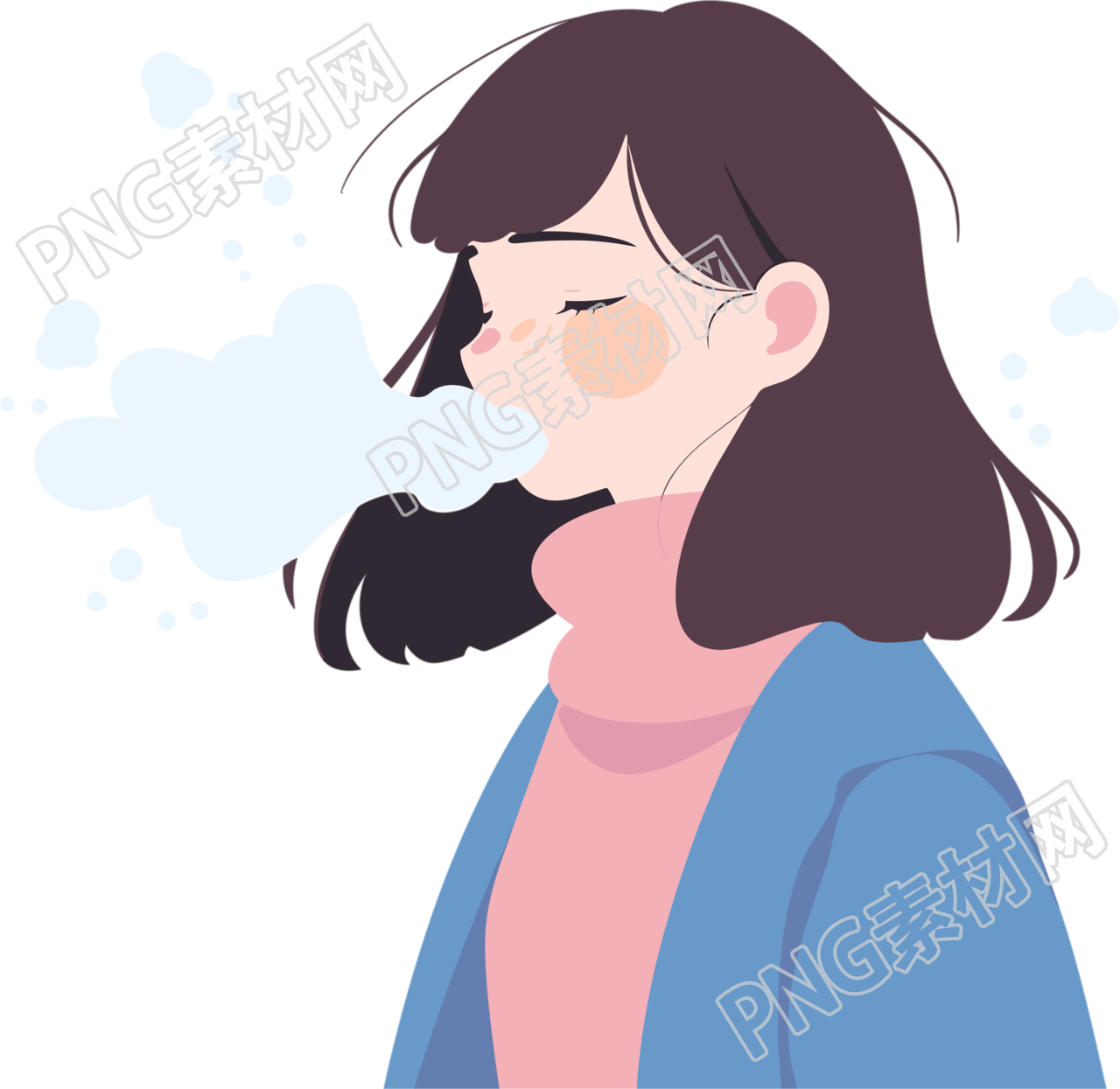 生病女孩咳嗽插图