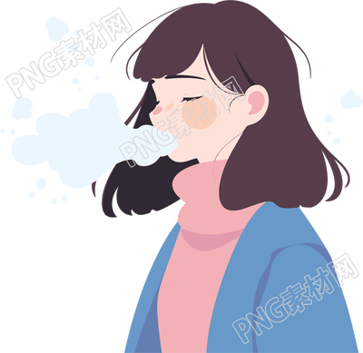 生病女孩咳嗽插圖
