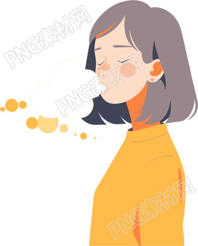 生病女孩咳嗽插圖