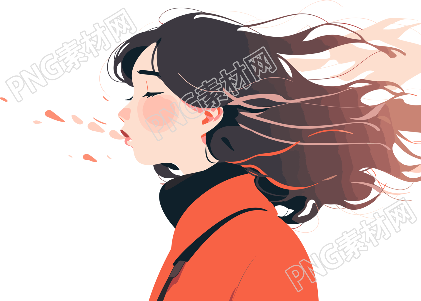 生病女孩咳嗽商用素材