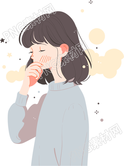 生病女孩彩色插畫
