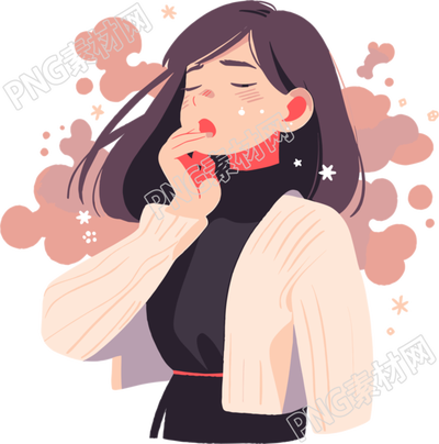 生病女孩咳嗽插畫素材