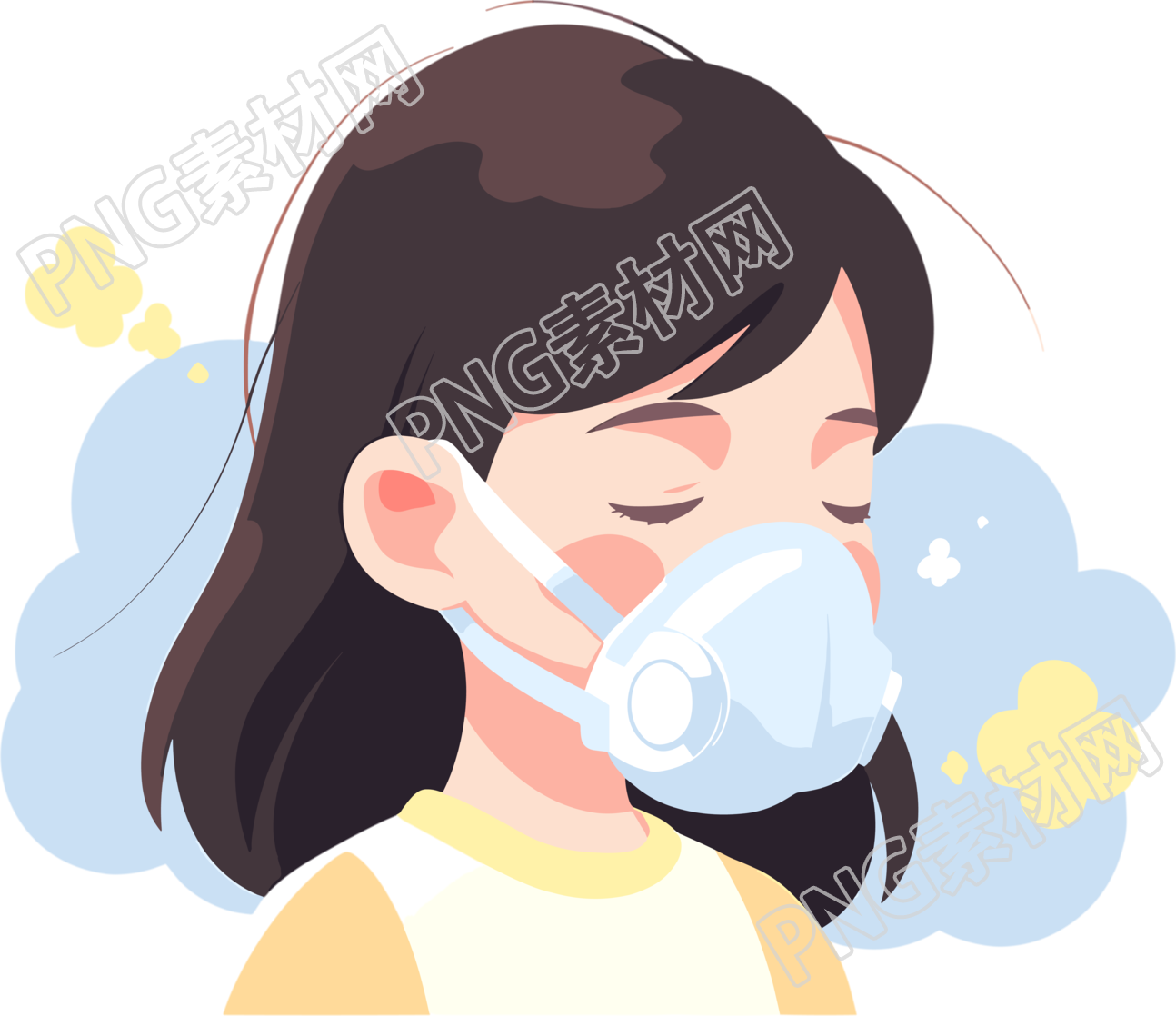 生病女孩带口罩插图