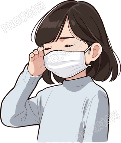 生病女孩咳嗽插畫