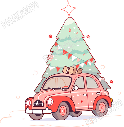圣誕樹和車高清圖形素材