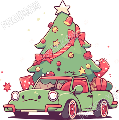 圣誕樹和車透明背景素材