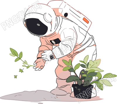 宇航員和植物商業(yè)插畫素材