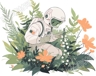 宇航員和植物商業(yè)插圖
