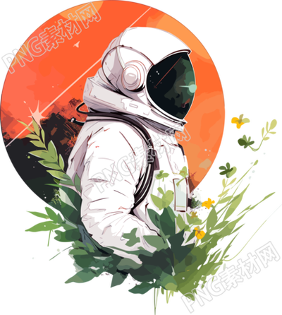 宇航員和植物商用圖形插畫
