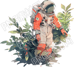 宇航员和植物创意设计元素