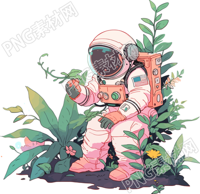 宇航員和植物商業(yè)設(shè)計素材