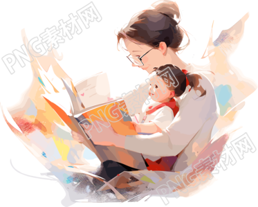 亲子阅读干净背景素材