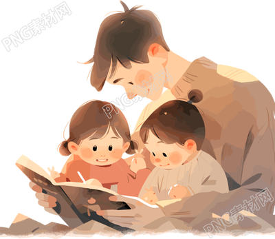 親子閱讀插畫素材