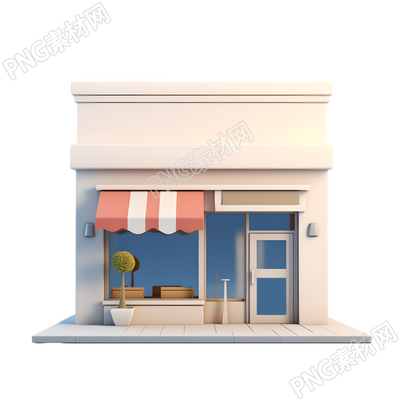 3D購(gòu)物小店可商用插圖