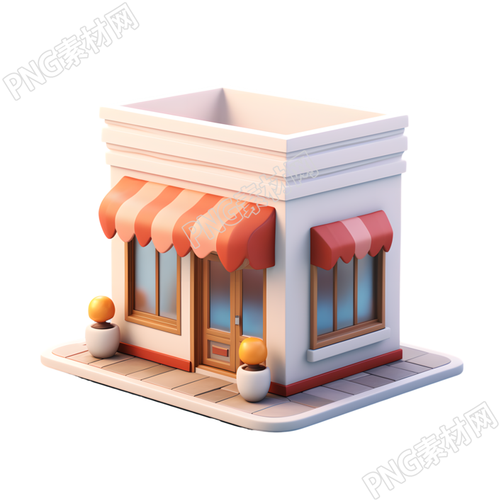 3D购物小店透明背景素材