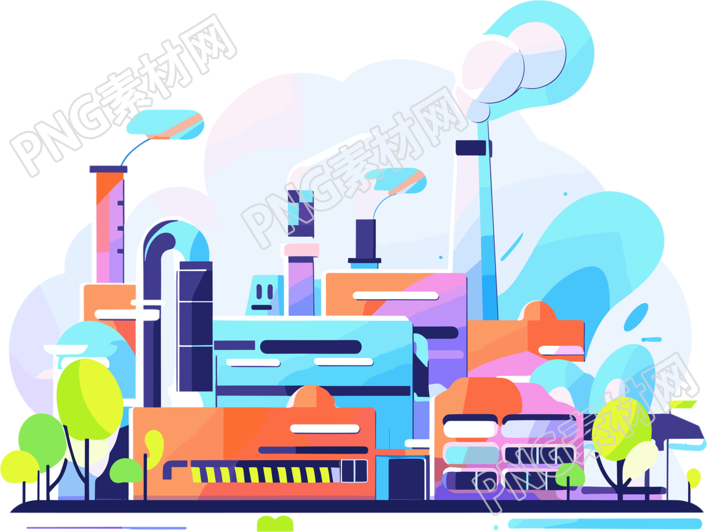 工业园区透明背景插画