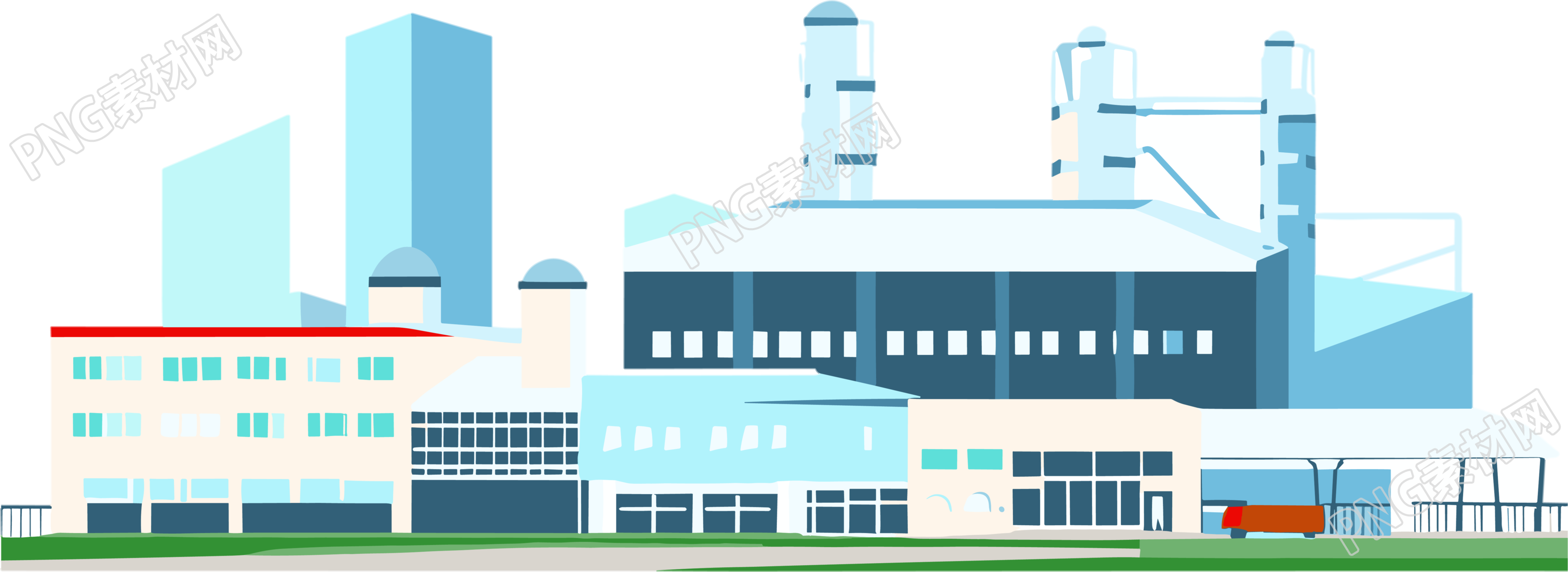 工业园区建筑元素插画