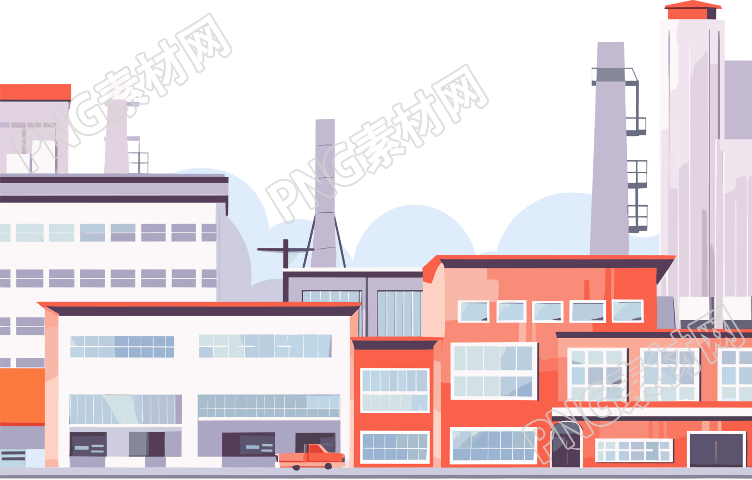工业园区2D平面插画素材