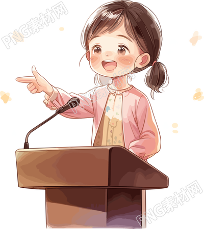 可愛(ài)小女孩演講創(chuàng)意設(shè)計(jì)插畫