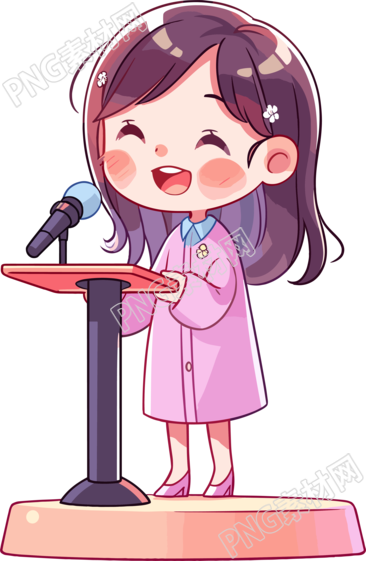 可愛(ài)小女孩演講透明背景PNG元素