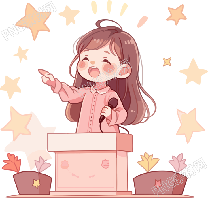 可爱小女孩演讲素材插画
