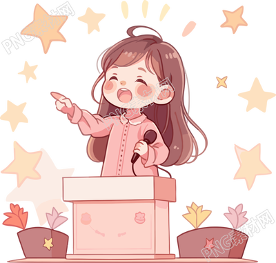可愛(ài)小女孩演講素材插畫