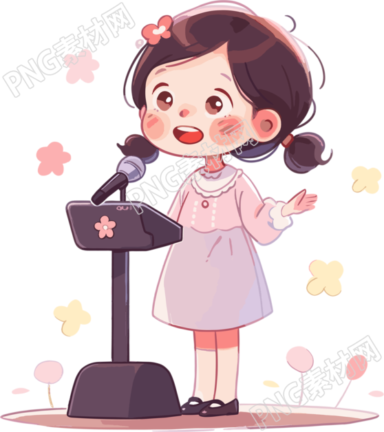 可爱小女孩演讲创意图形素材