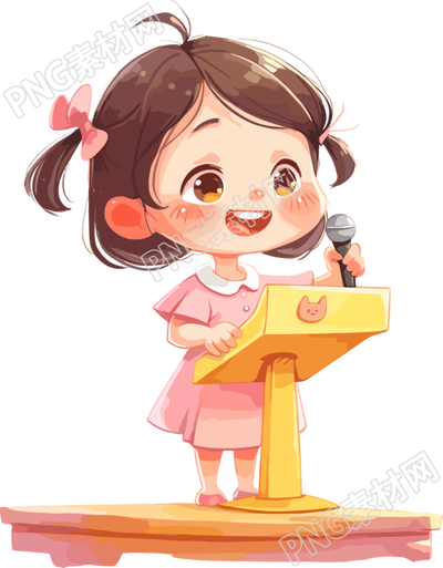 可愛(ài)小女孩演講創(chuàng)意商用插圖