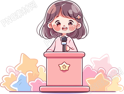 可愛(ài)小女孩演講高清插圖