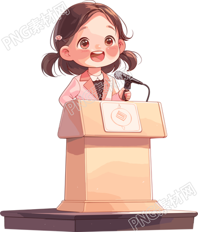 可愛(ài)小女孩演講PNG素材