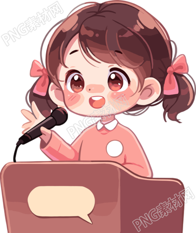 可愛(ài)小女孩演講商業(yè)插圖