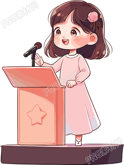 可愛(ài)小女孩演講場(chǎng)景插畫