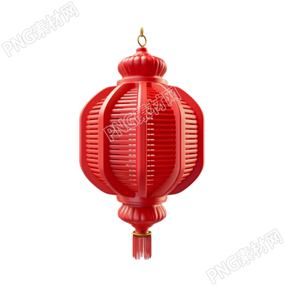 3D紅燈籠透明背景插圖