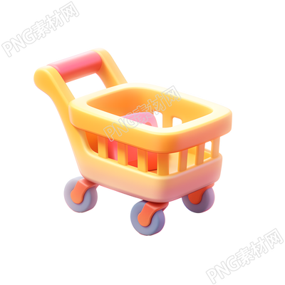 3D購(gòu)物車透明背景插圖