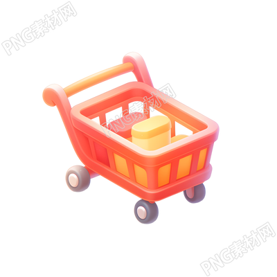 3D購(gòu)物車可愛(ài)圖標(biāo)插畫(huà)