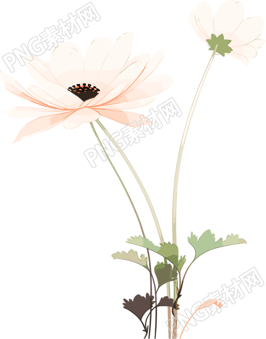 线条花朵柔和插图