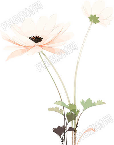 線條花朵柔和插圖
