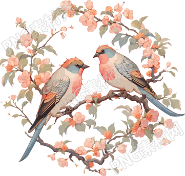 中國(guó)畫花鳥精美插畫素材