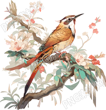 中國(guó)畫花鳥透明背景插圖