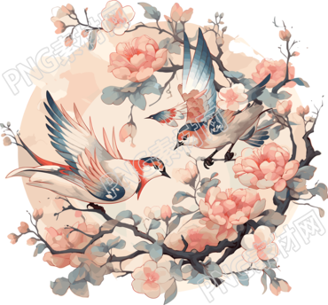 中國(guó)畫花鳥商用設(shè)計(jì)元素