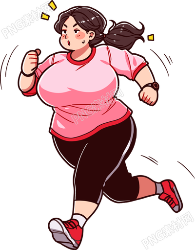胖女孩跑步簡單插圖