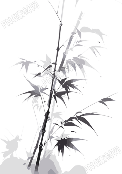 水墨竹子透明背景插圖