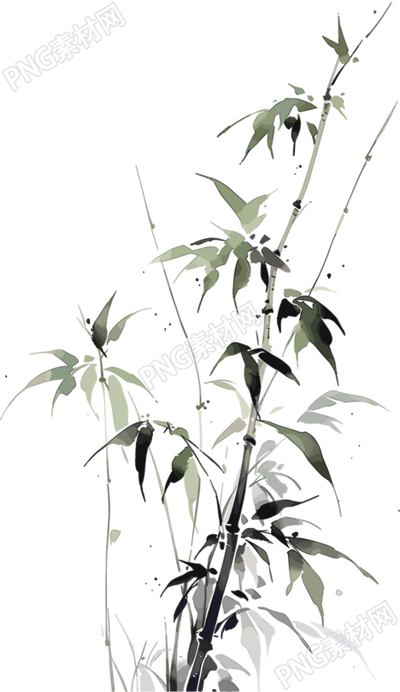水墨竹子卡通插畫