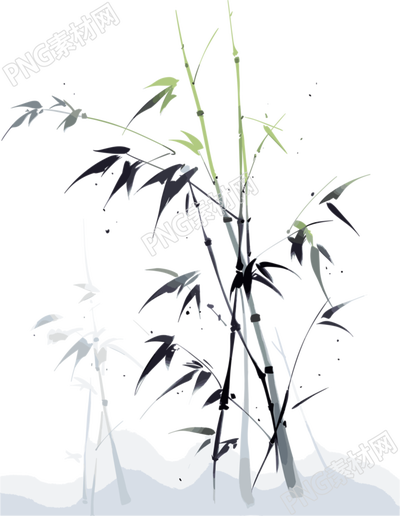水墨竹子透明背景插畫