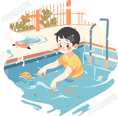 游泳男孩透明背景素材