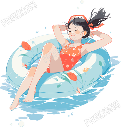 游泳女孩高清PNG插畫
