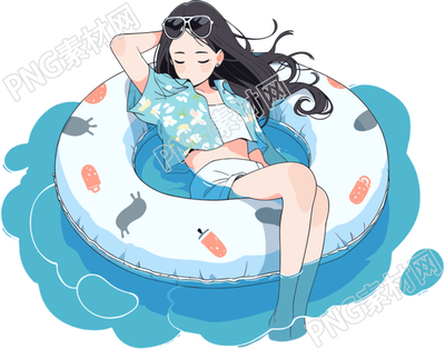 游泳女孩透明背景插畫