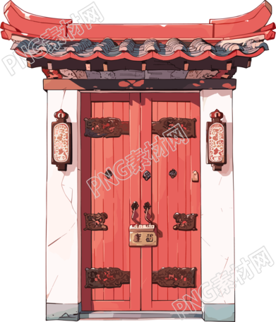 紅色大門商業(yè)設(shè)計(jì)插圖