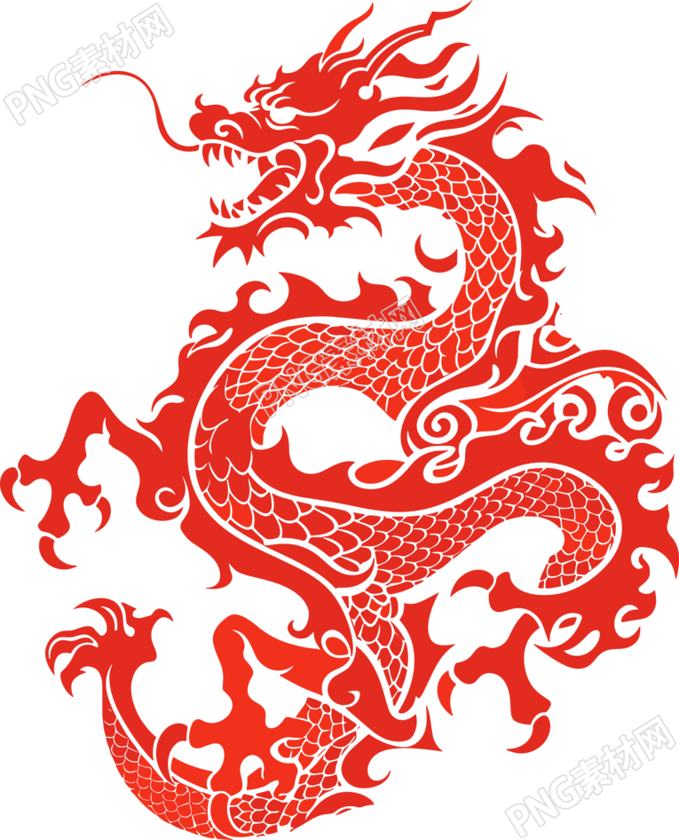 中國龍輪廓插畫PNG素材